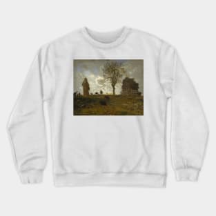 Autumn Landscape with a Flock of Turkeys by Jean-Francois Millet Crewneck Sweatshirt